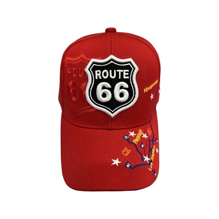 ROUTE 66 Hwy Baseball Cap - Red Color