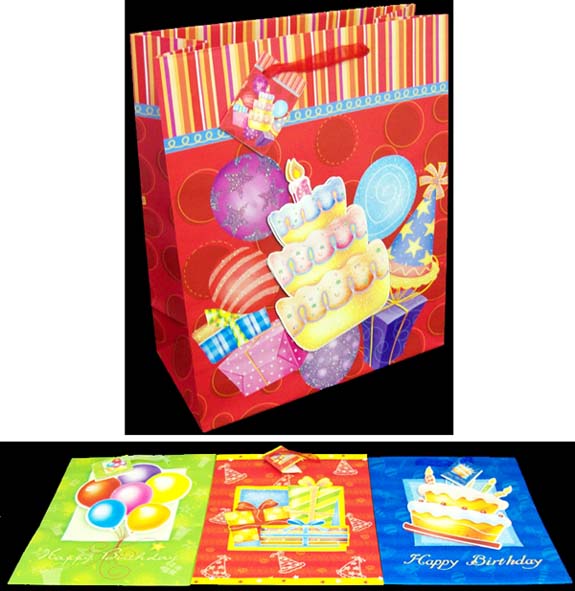 Gift Bags - Designer Style With GLITTER .......Happy Birthday