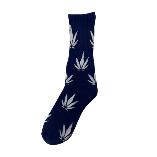 Marijuana Weed Pot SOCKS  - One Size Fits All - Blue  & White