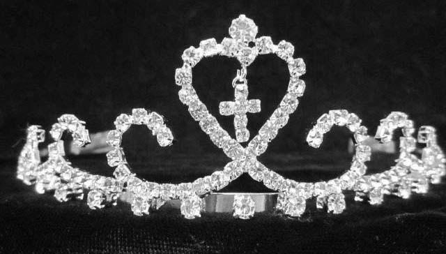 Rhinestones TIARA With Cross  ( # C10702C)