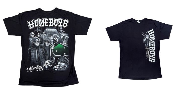 Homeboys Meeting Mexican T-SHIRT Printed Front  & Back