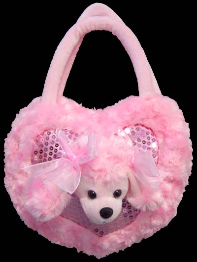 Girls Plush HANDBAG With Puppy & Sequins  ( # 9542P)