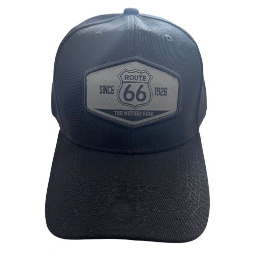 Route 66 With Grey LEATHER Patch - Black Color