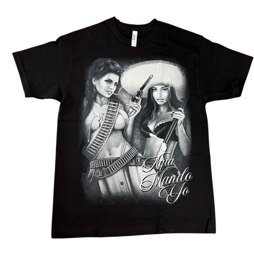 MexicanT-SHIRT- Cholo  T-SHIRT Screen Printed  - Senoritas & Guns