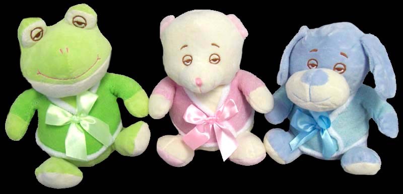 Plush Baby Rattles - Plush ANIMALs In Pajama - 8''  ( # 9752)