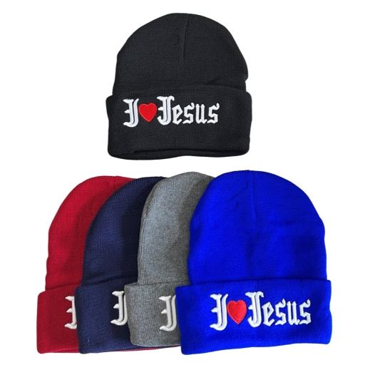 I Love Jesus Christian  Beanies For ADULTs Embroidered