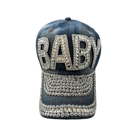 BABY  Women's Rhinestones Blue Denim BASEBALL Cap