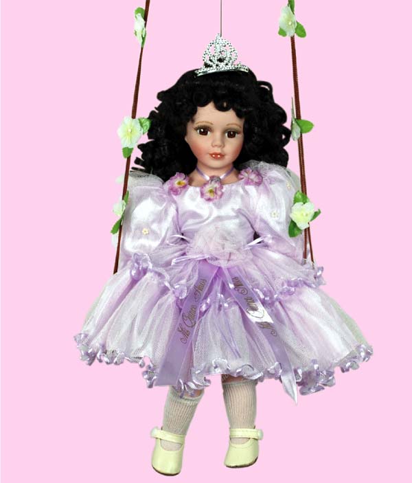 Quinceanera Swinging Porcelain DOLL - Size: 16'' - Lavender