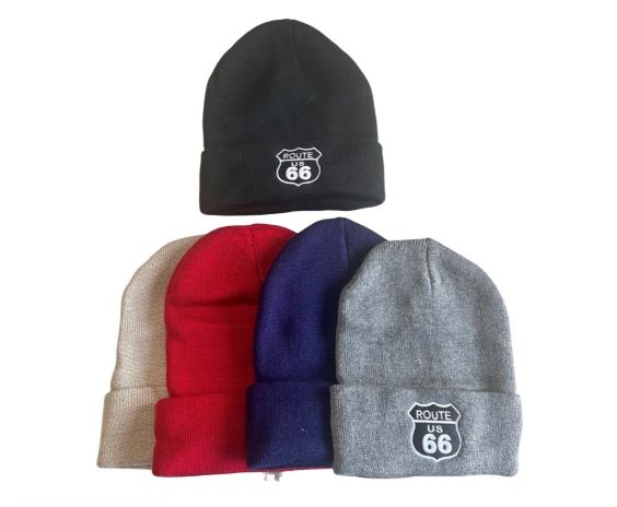 ROUTE 66  Beanies - Winter Caps For Adults - Embroidered