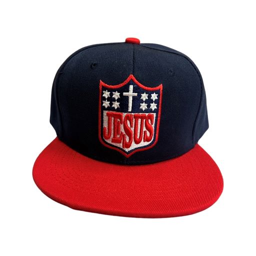 Jesus & Cross Christian Baseball CAP Hat Embroidered - Navy