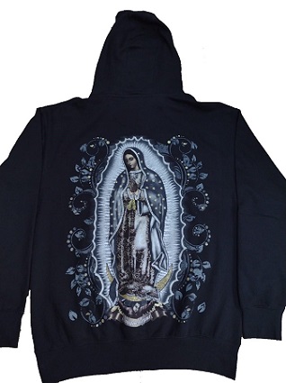 Virgin of Guadalupe Screen Printed HOODIES Silver Prints