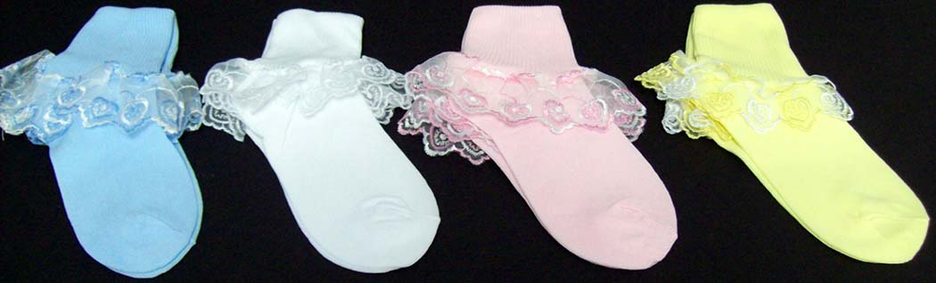 Girls  Frilly  SOCKS  With  Large  Lace  - In  Color ( # M-1083)