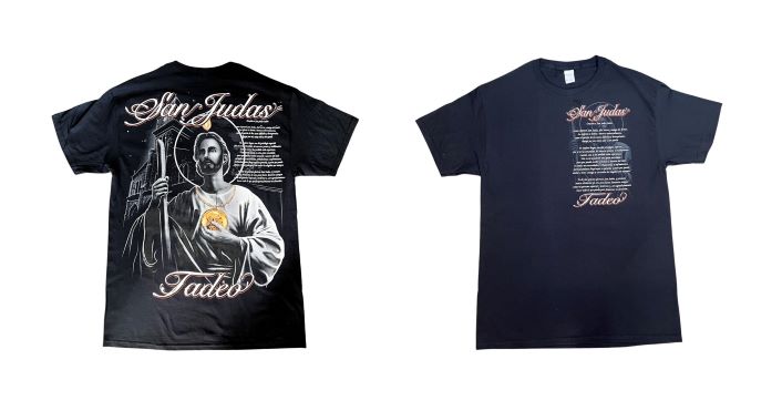 San Judas Tadeo Catholic T-SHIRT Mexican T-SHIRT - Black Color