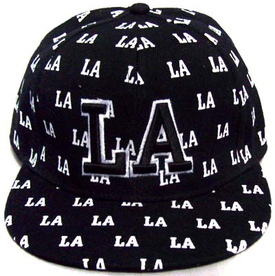 Los Angeles Embroidered Black Flat Brim CAPS