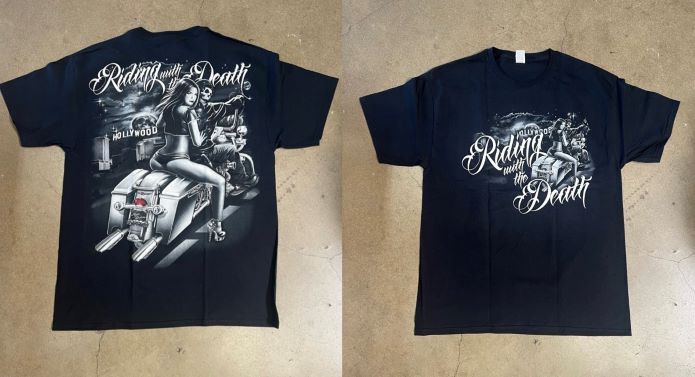 Riding With Death  Mexican T-SHIRT Screen Printed - Black