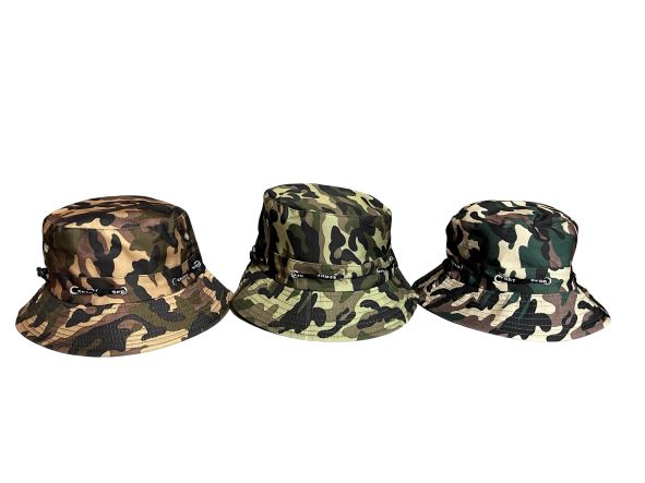 Bucket HATs Military Camo Colors - 6 Pc Pack