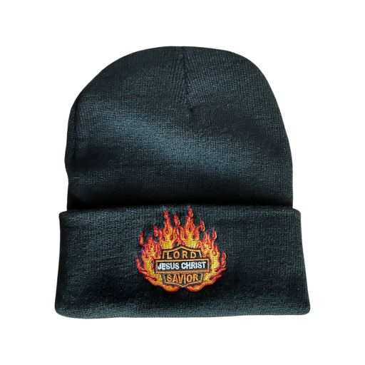 Jesus Christ Lord SAvior EmBroidered ChristiAn BeAnies - BlACk