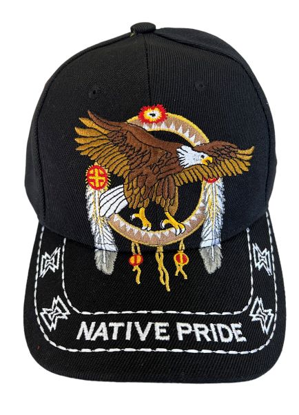 Flying Eagle Native Pride Embroidered Baseball CAP - Black