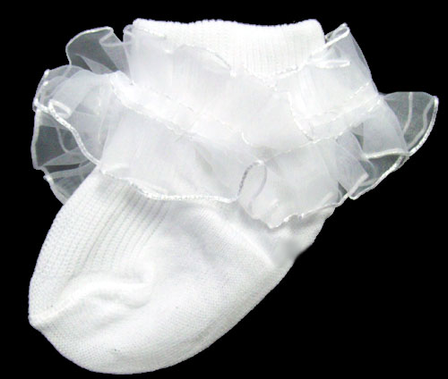 Babies Designer Ruffled Fancy SOCKS - White (# GNS2120WHT)