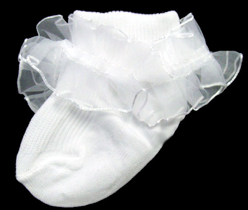 BABIES Designer Ruffled Fancy SOCKS - White (# GNS2120WHT)