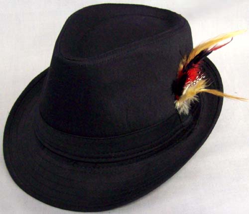 Fedora HATs For Men - With Feathers. Black Color.