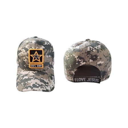 God's Army  Embroidered Christian CAPS - Green Camo Color