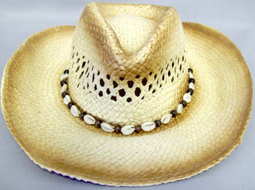 COWBOYs - Cowgirls  Western Straw HATs For Adults (Sea Shells)