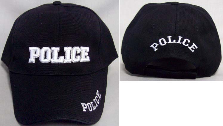 POLICE  Baseball Caps - Black Color Embroidered