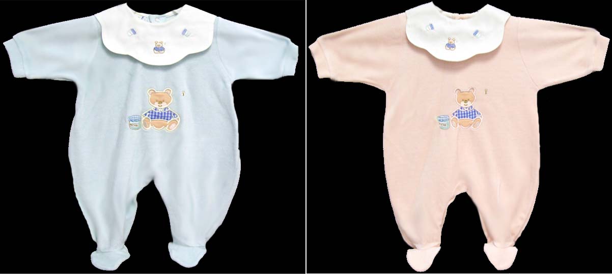 ''Club BEBE'' Baby Playwear In Velours  ( Sizes: 9 - 24 Mos)
