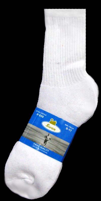 ''Action''  MENS - Big Boys Sports Socks - White  (# H939)