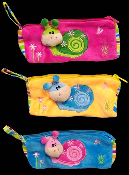 Plush PENCIL Case With Snail  Head - 9''  ( # 4472)