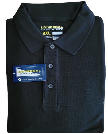 ''Universal'' Adults  S/Sleeves  Pique  Polos -Black Color - Adults