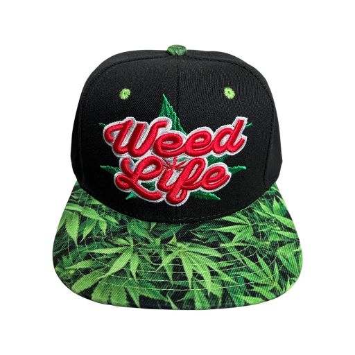Weed Life Marijuana Snap Back BASEBALL Cap Embroidered