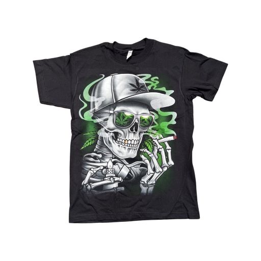 SKULL Head  Marijuana Weed Screen Printed T-Shirts