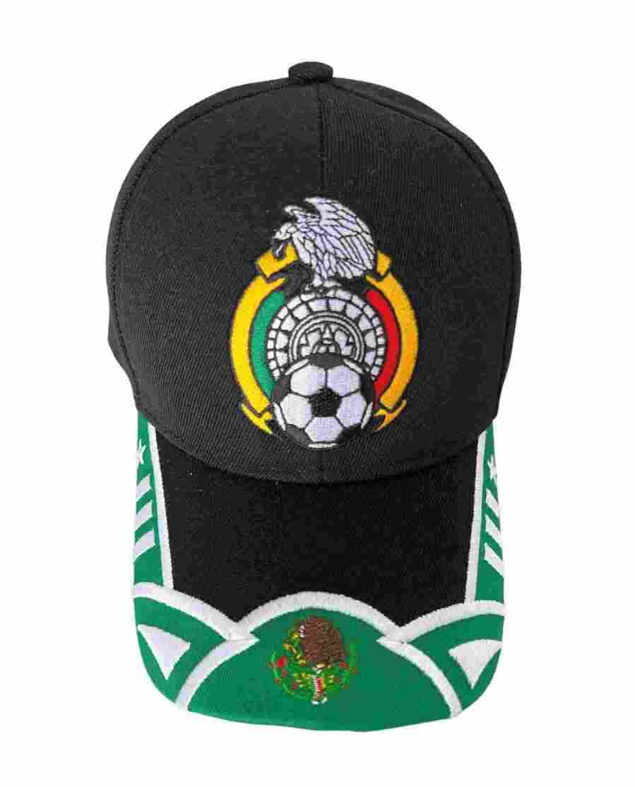 ''Mexico SOCCER''   Snap Back Baseball Cap Embroidered  - Black