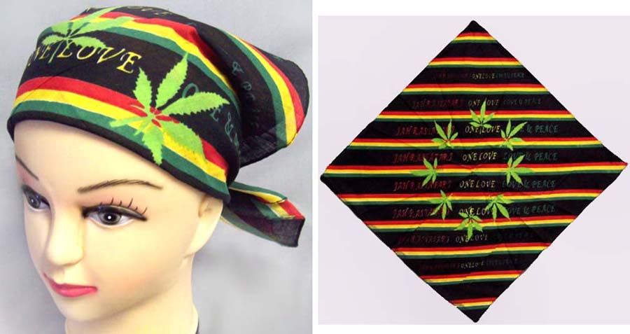 Reggae RASTA Marijuana  Bandannas - One Love