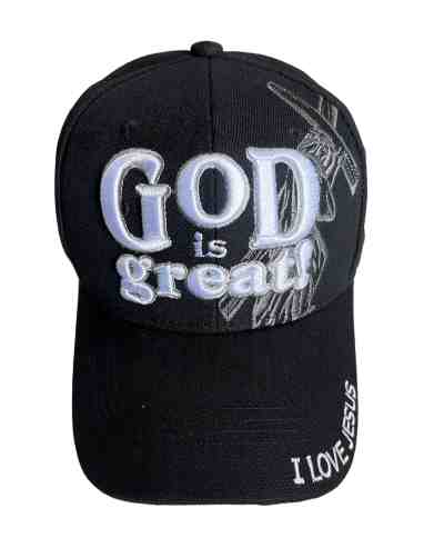 God Is Great Christian BASEBALL Cap -Black