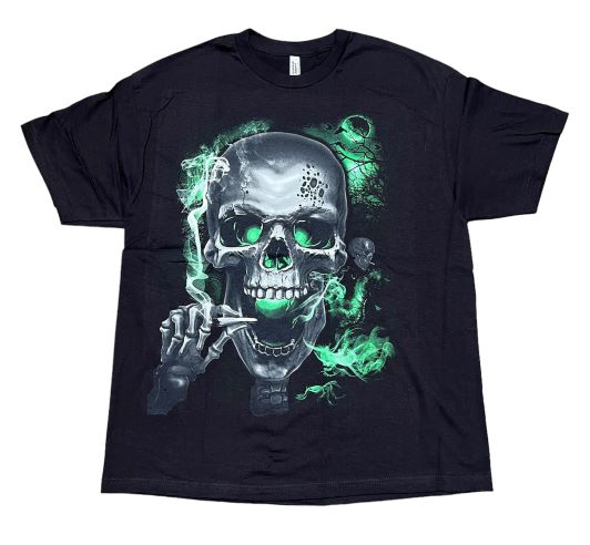 Skull Smoking Pot Marijuana T-SHIRT Screen Printed