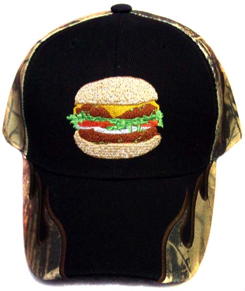 Funny Caps Embroidered BASEBALL Caps ..........  Hamburger