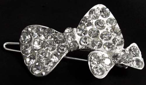 HAIR ACCESSORIES - HAIR Clip Pin   Rhinestones Silver Bow