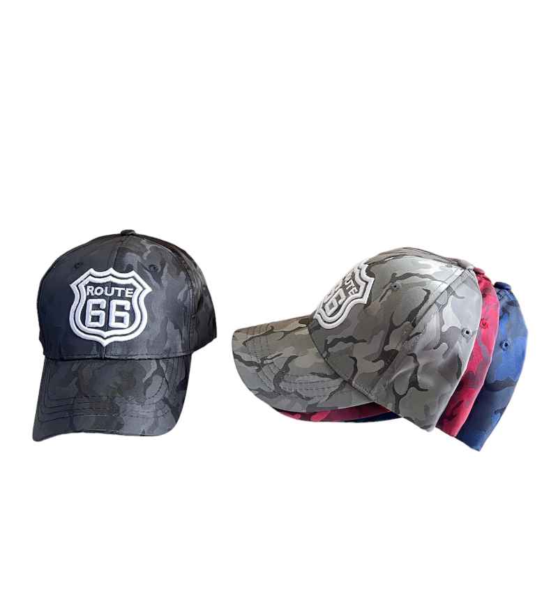 Route 66 Embroidered BASEBALL CAPs - Assorted Camo Colors