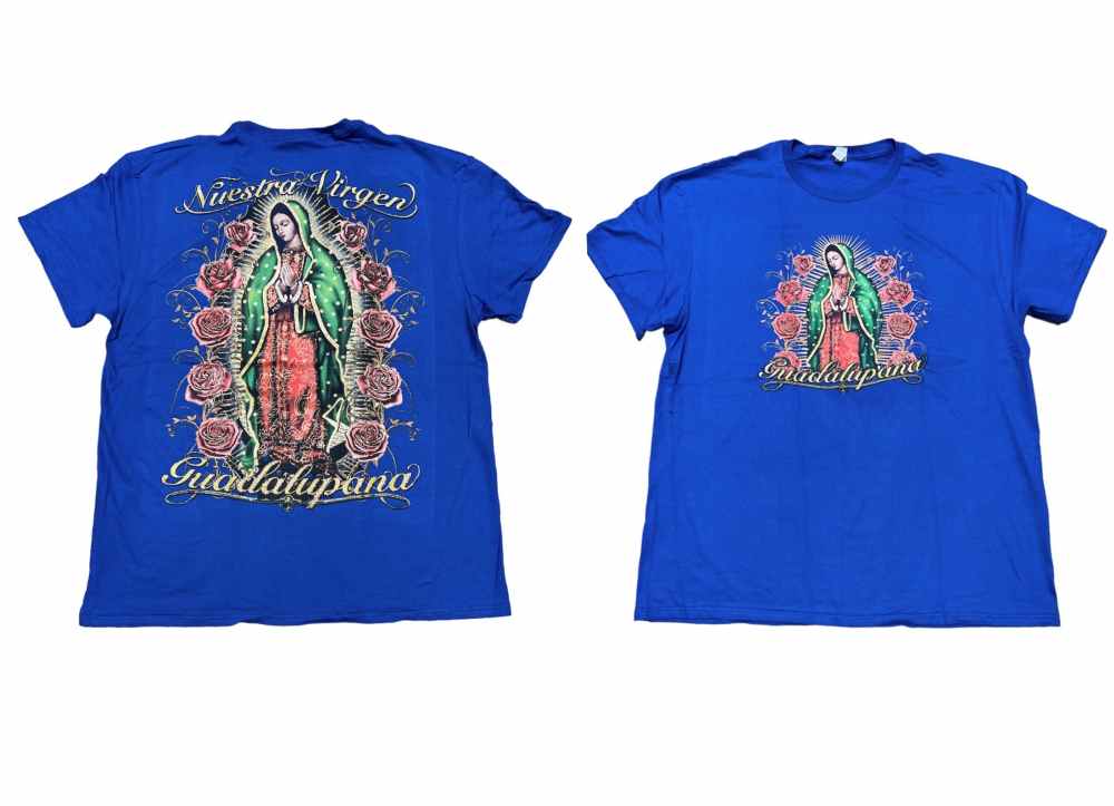 Nuestra Virgen Guadalupana Screen Printed T-SHIRT - Royal Blue