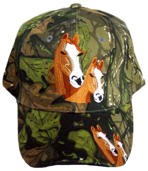 Horses Native Pride Baseball Caps -  Green Camo Color