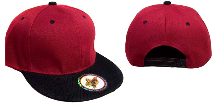 Snapback Baseball Cap - Burgundy/Dark RED & Black