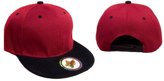 Snapback Baseball CAP - Burgundy/Dark Red & Black