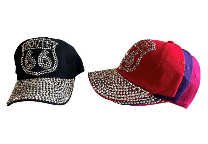 Route 66 Rhinestones BASEBALL Caps - 4 Assorted  Colors