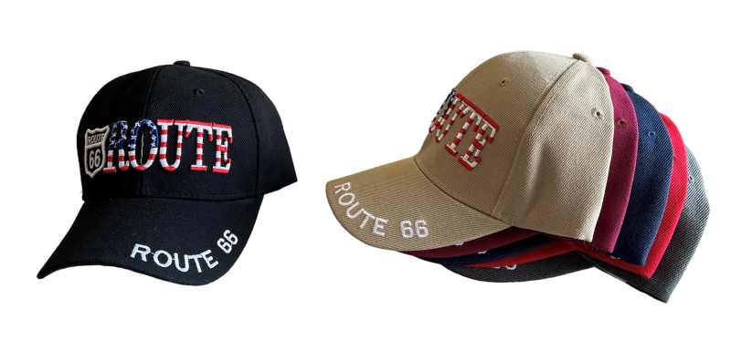 Route 66 Baseball CAPS Embroidered - Assorted Colors