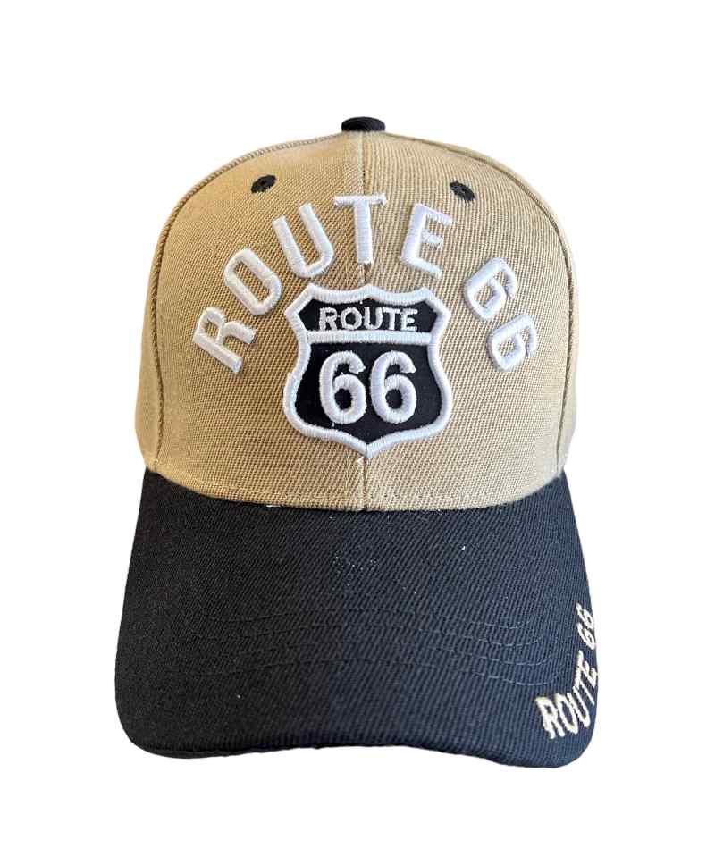 ROUTE 66 Baseball Cap Khaki & Black Color