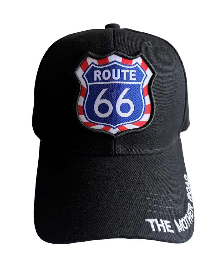 ROUTE 66 Baseball Cap Embroidered - Black Color