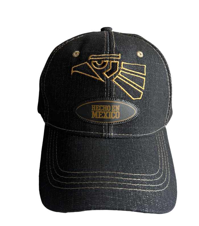 Hecho En Mexico Denim Baseball Cap - GOLD Embroidery